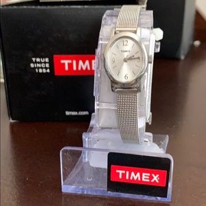 Timex Women’s Silver-tone Case & Dial Mesh Band